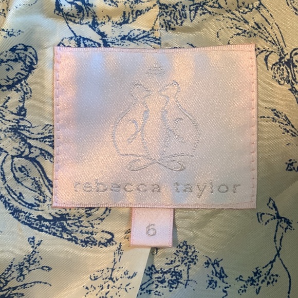 Rebecca Taylor jacket in mixed shadow striped patterns with lace trimming. - Picture 8 of 10